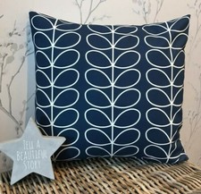 Handmade Orla Kiely Whale Navy Blue Linear Stem Cushion Cover 16"x16"