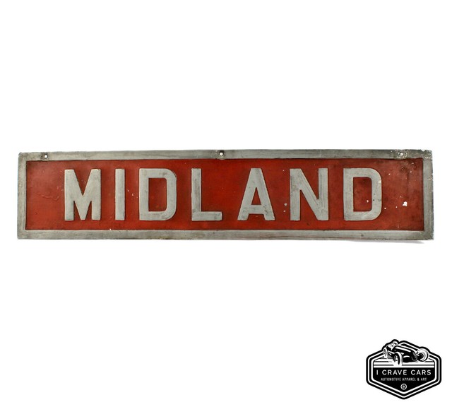 Vintage Sign Midland Michigan Painted Aluminum Metal Road Sign Embossed eBay