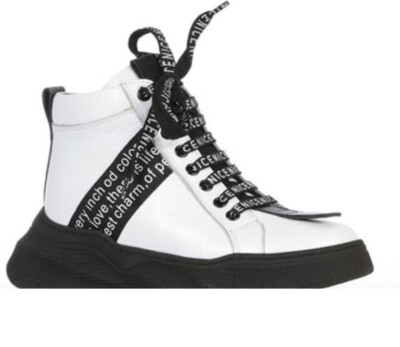 ILVI Leather Rita Boots Sneakers Womens Sz 7.5 38 Chunky High Top Hip Hop Street