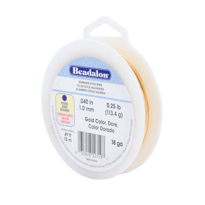 Beadalon  German Style Wire, Round/Gold Color, Choose Gauge