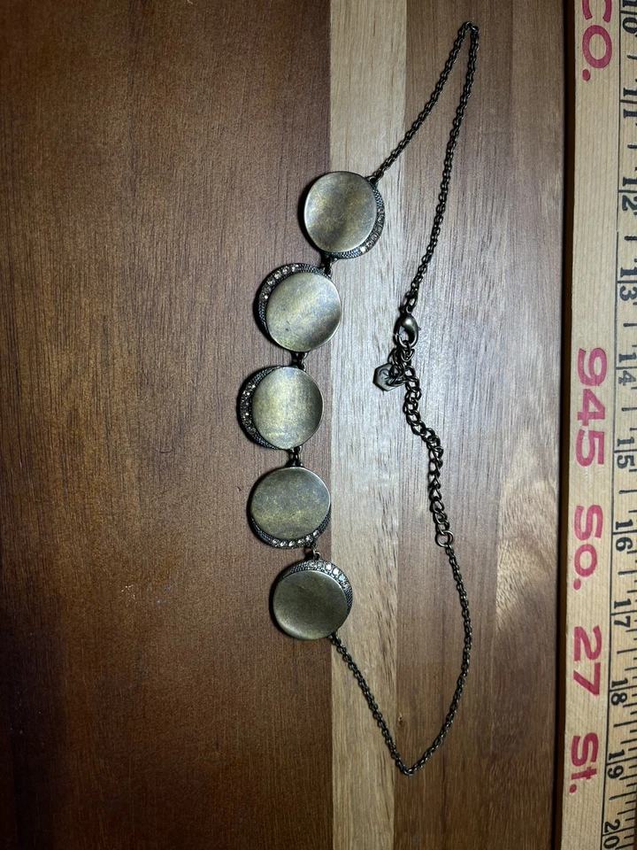 Touchstone Cristal por Swarovski Bronce Abstracto Redondo Joyas Collar Otoño Foto 2 de 4