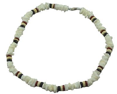 18" Coconut Tan Black White Beads Surfer Choker Necklace Luau Genuine Puka.