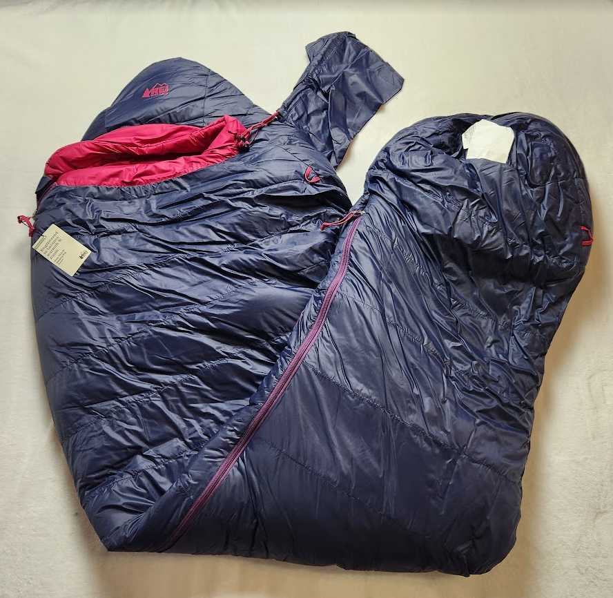 New women's REI Co-op Downtime 25 Sleeping Bag Long Right Zip in Blue  Nights