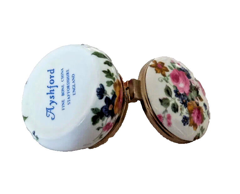 Vintage AYSHFORD Fine Bone China Trinket/Pill Box Staffordshire England