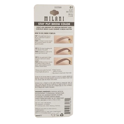 Milani STAY PUT BROW COLOR 12HR Long Lasting Waterproof #01 SOFT BROWN 0.06 oz - Picture 13 of 24