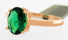 LAB CREATED COLOMBIAN 1.20 Cts EMERALD RING .925 STERLING SILVER rose - NWT