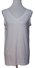 Ruby Ribbon Women Dual Tank Top V-Neck / Scoop Neck Tunic Blouse White Medium