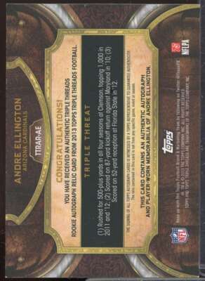 Andre Ellington 2013 Topps Triple Thread Rookie Autograph Relic