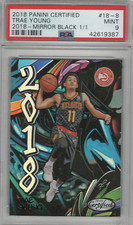 TRAE YOUNG 2018-19 RC 1/1 PANINI CERTIFIED GRAFFITI MIRROR BLACK PSA 9 TRUE 1/1