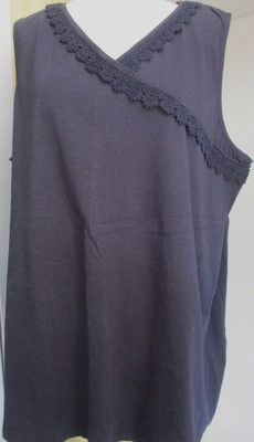 PURE by Ulla Popken @ wunderschönes TOP SHIRT Spitze Gr. 54-56 blau BioBaumwolle