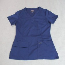 Sanibel Scrubs Top Women Size XS Blue Short Sleeve Nurse Medical Uniform Pockets