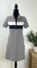 Sz. M -TORY BURCH-Navy-White-ATHLETIC Performance DRESS-Short Sleeve-$198