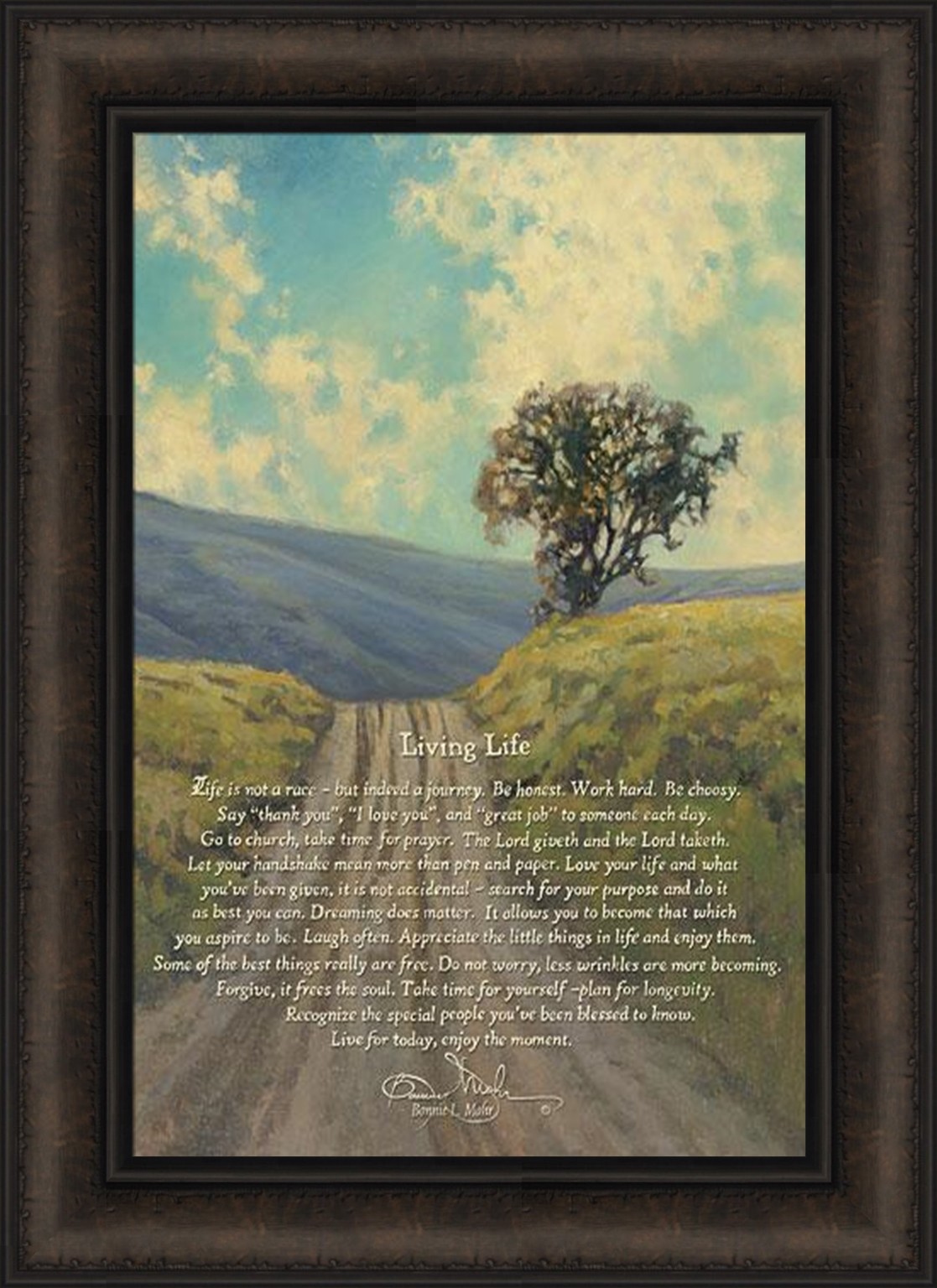 LIVING LIFE by Bonnie Mohr 16x22 Tree Of Inspirational Quote FRAMED ...
