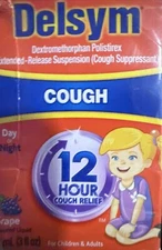 3-Delsym Children's  12 Hour Cough Suppressant Liquid  3 oz Exp2026 Grape Flavor