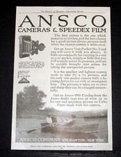 1916 OLD MAGAZINE PRINT AD, ANSCO CAMERAS  SPEEDEX FILM, ANSCO VEST-POCKET 2 