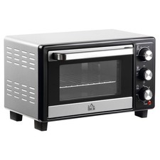 HOMCOM Mini Oven 16L Countertop Oven w/ Adjustable Temp Timer 1400W, Silver