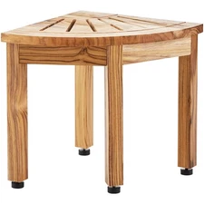 Corner Teak Shower Bench 12.4"H×11.5"R Teakwood Shower Stool Spa Seat Bath Chair