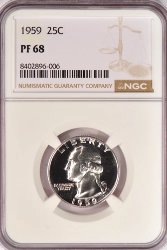 1959 Washington Quarter Proof NGC PF 68 PR68 Gem Silver Coin 25C