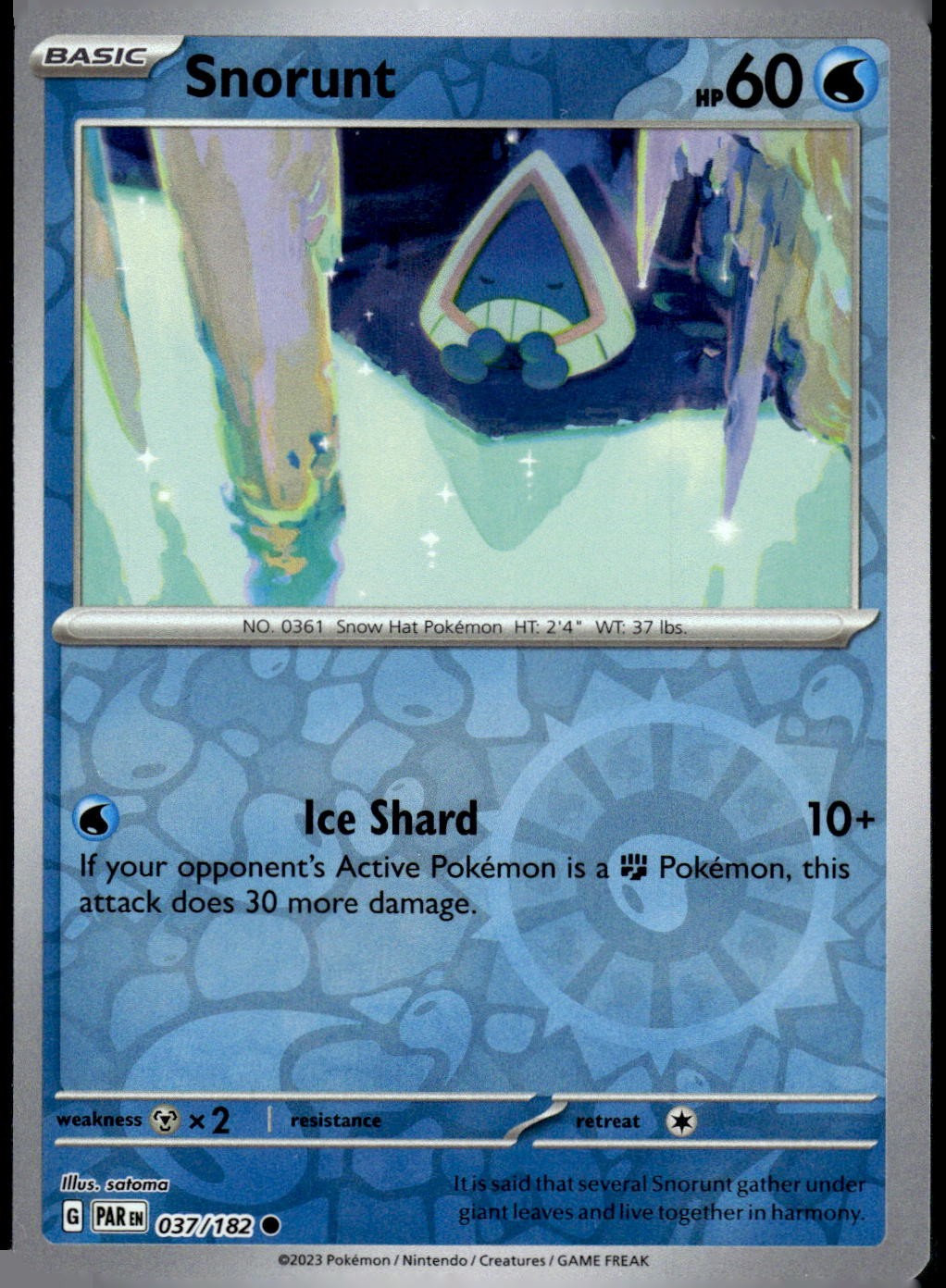 Snorunt Common Water Reverse Holofoil Hidden Legends 73/101 NM