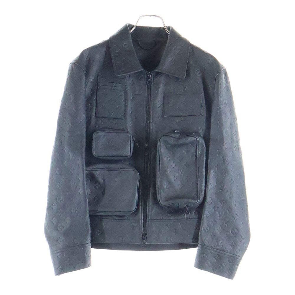 LOUIS VUITTON 23SS Monogram Embossed Utility Leather Jacket Size 46