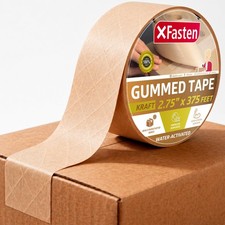 XFasten Gummed Paper Tape Fiberglass Reinforced, 2.75 X 375 Feet Packing Tape fo