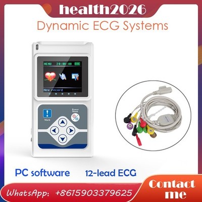 12 Channels ECG Holter 24H Recorder Dynamic EKG Monitor System 12 lead, software