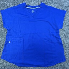 Climate Right Cuddl Duds Scrub Top Women's Large Blue Nursing Healthcare Pockets