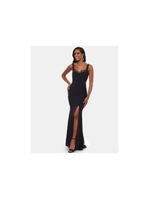 XSCAPE Womens Black Sleeveless V Neck Full-Length Evening Sheath Dress 4