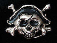 PK03133 REALLY COOL CUT-OUT PIRATE SKULL CROSSBONES FANTASY BELT BUCKLE