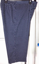 ALFRED DUNNER SZ 12P NAVY BLUE  DOTS CAPRI PULL ON PANTS COTTON SPANDEX AG320