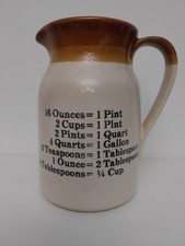 Vintage two tone glazed stoneware jug with measurement conversions