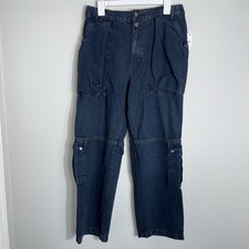 We The Free-Free People Marx Slouchy Cargo Jeans-Blue Black-Wide Leg-28-NWT