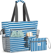 Beach Bag, Waterproof Sandproof Beach Tote Bag, Large Capacity Foldable for Wome