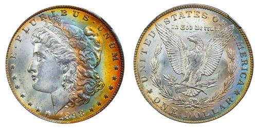 1898-O NGC MS63 MORGAN $ - GORGEOUS TONING - RAINBOW TONED (VIDEO)