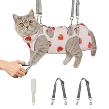 Cat Grooming Hammock, Self-Adherent Cat Wrap for Cutting Nails, Anti-Escape C...