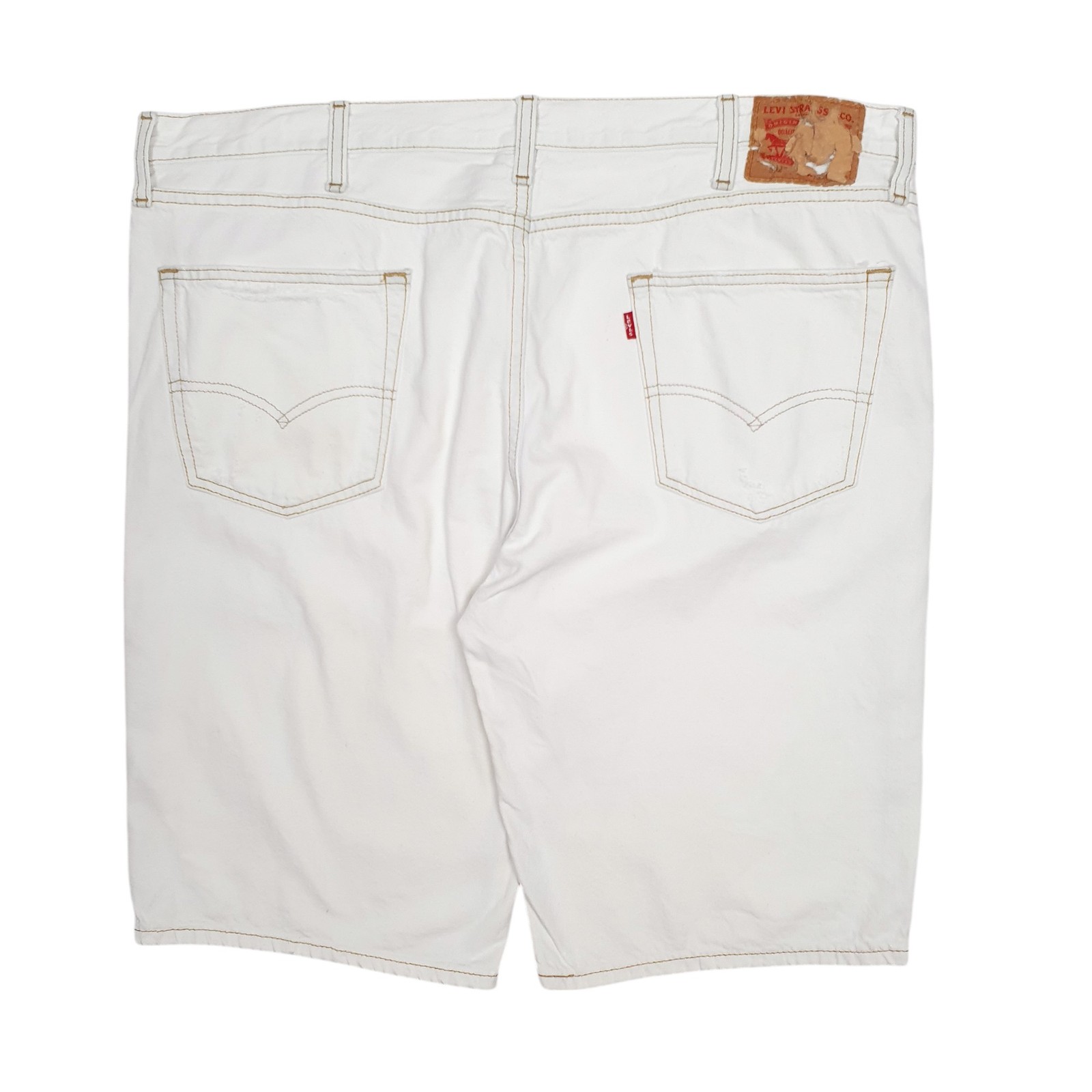 LEVIS 502 Ripped White Denim Jeans Cotton Shorts Mens W42 image 3