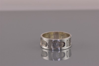 Indico Sterling Silver Carved Footprints Feet Toes Cuff Band Ring 925 Sz: 8