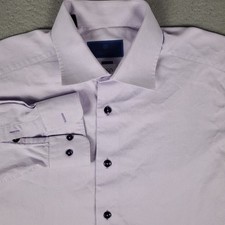 David Donahue Shirt Mens Size 16.5 Purple Slim Fit Dress Button Up Long Sleeve