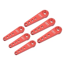6 Pcs Aluminum Servo Horn Long 25T Steering Arm 37mm Length Red