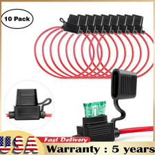 12 Gauge ATC 25A 10 Pcs In-Line Blade Fuse Holder 12 AWG Wire Copper Protection
