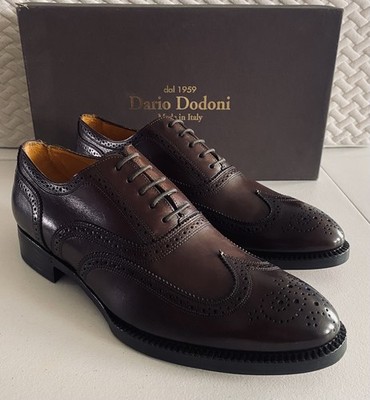 Dario Dodoni Leather Brogue Wingtip Oxford Dress Shoes Men 10 US Brown Italy NEW