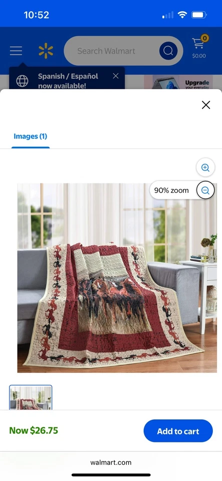 Lot of 2 Throw Quilt horse Blanket Polyester Horses 60 x 50 Inch - Image 4 of 4