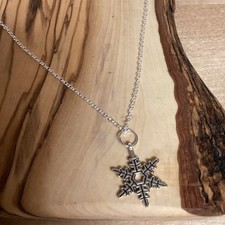 Sterling Silver 925 Snowflake Pendant Necklace Winter Holiday Jewelry Seasonal