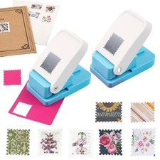 2Pcs/Set 1X0.8inch Rectangular Postage Stamp Punch, Scalloped Rectangle Lever...