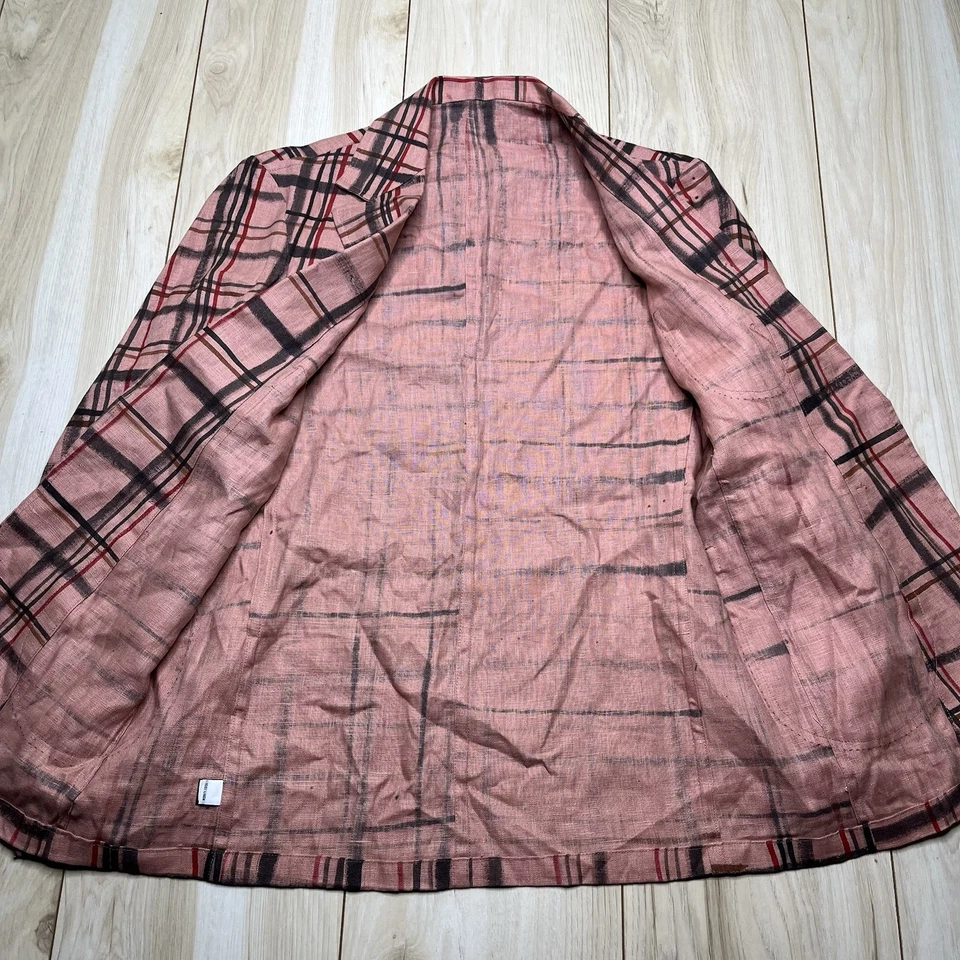 Blazer TONY SHIRTMAKERS Lino Arte Abstracto No Estructurado Sin Botones Para Hombres 36S Delgado Foto 4 de 4