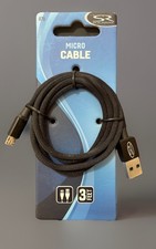 Micro USB to USB-A Cable   3ft Braided Fast Charge Data Sync Heavy Duty   Black