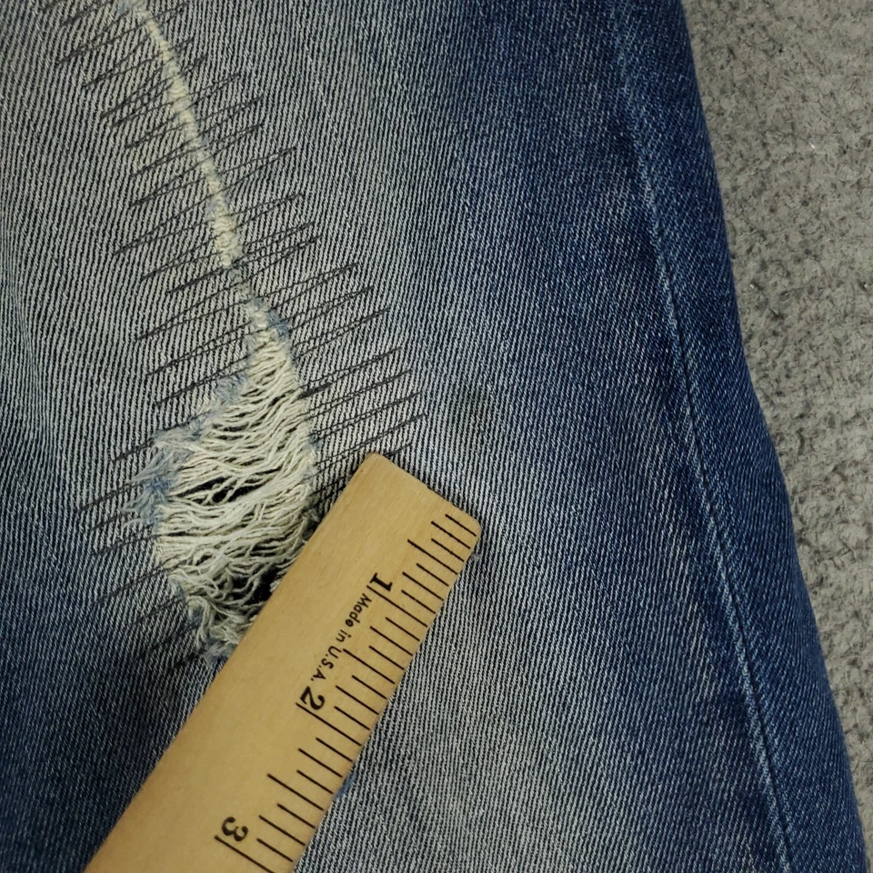 Guess Jeans Mens Size 40x32 Blue Distressed Tapered Slim Denim Pants ** - Image 4 of 4