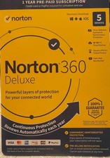 Norton 360 Deluxe for 5 Devices and 1 Year Pre-paid Subscription