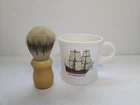 Vintage "The Brigantine" Shaving Mug and Brush - Surrey milk glass Made in USA