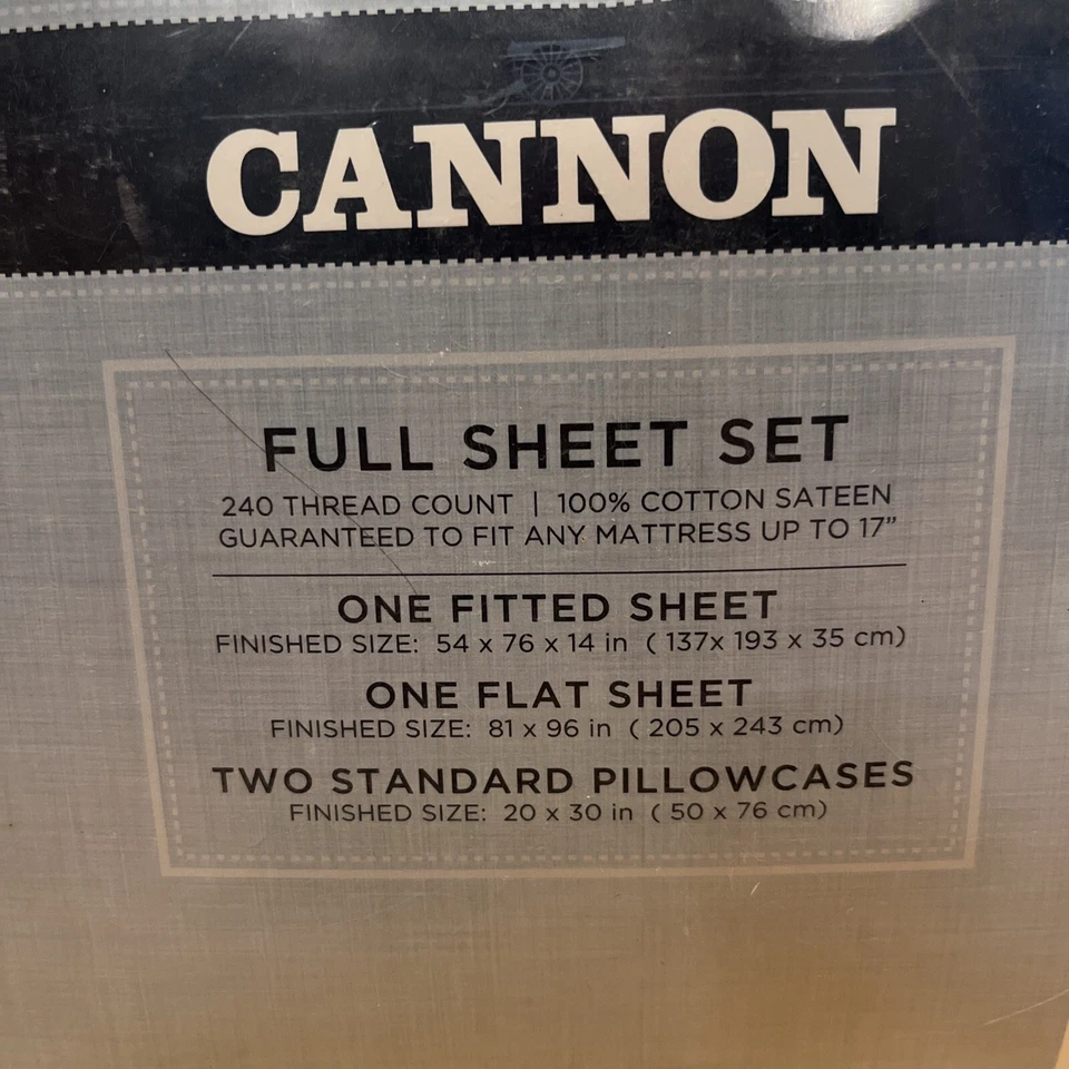 Полный комплект простыней Cannon белый 100% коттен сатин 240 нитей новый из старых запасов Sears - Изображение 4 из 4
